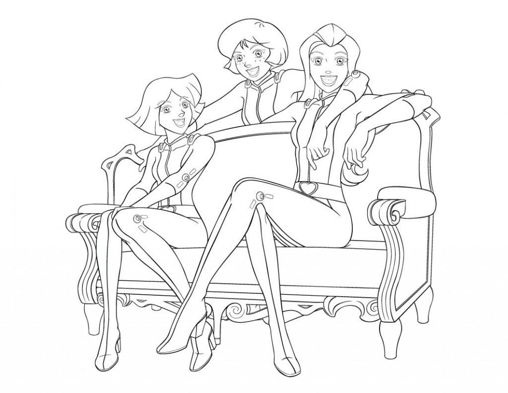 Coloriage Sam Alex Et Clover Au Woohp - Totally spies à imprimer