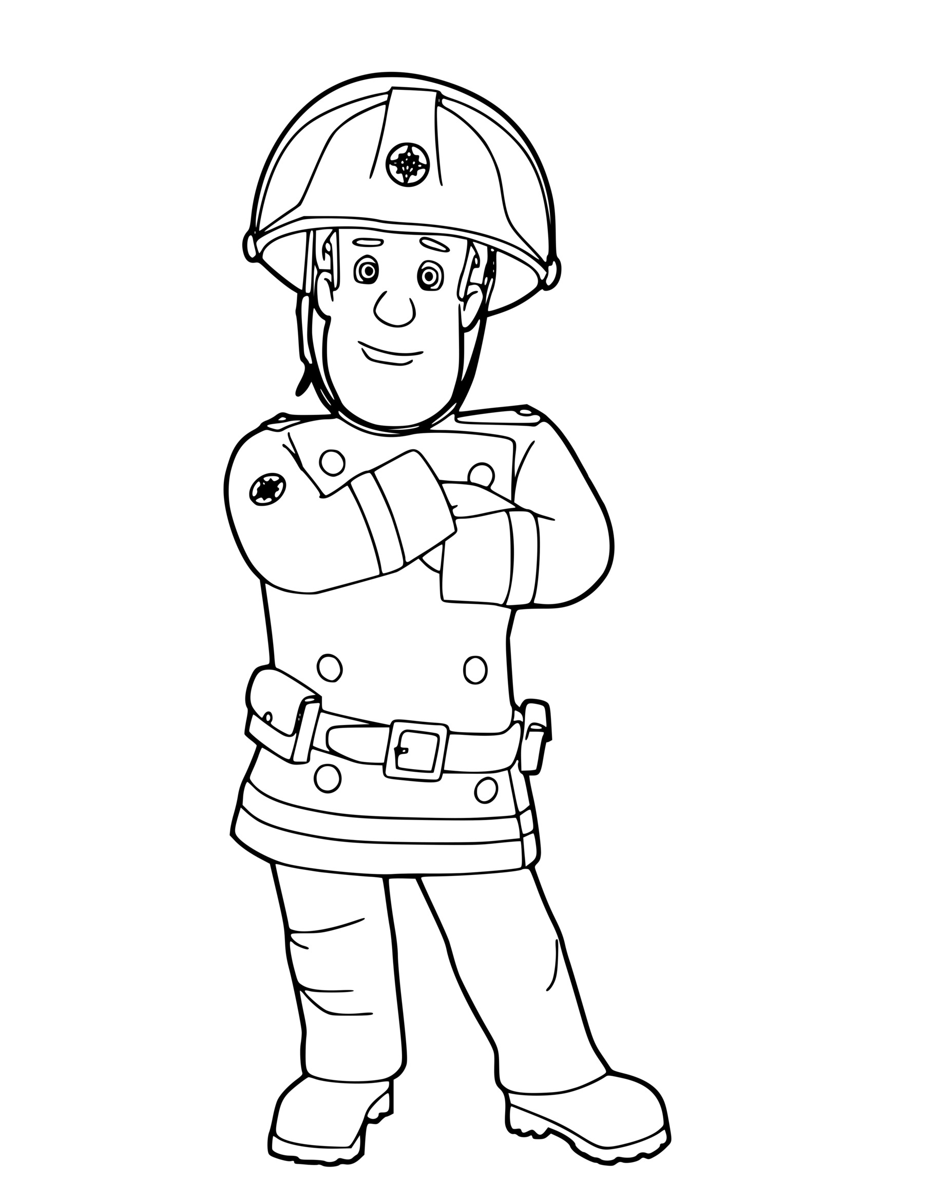 Coloriage Sam Le Pompier Après Un Sinistre - Pompier à imprimer