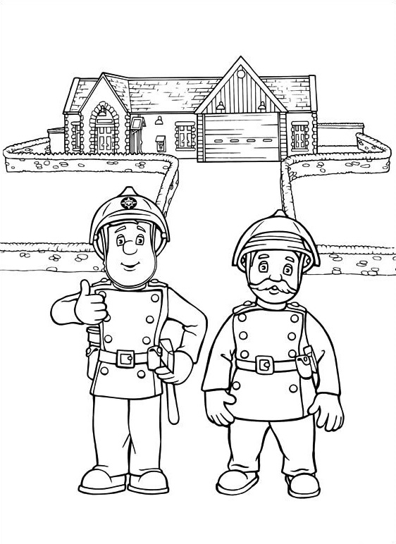 Coloriage Sam Le Pompier Et Son Chef - Sam le pompier à imprimer