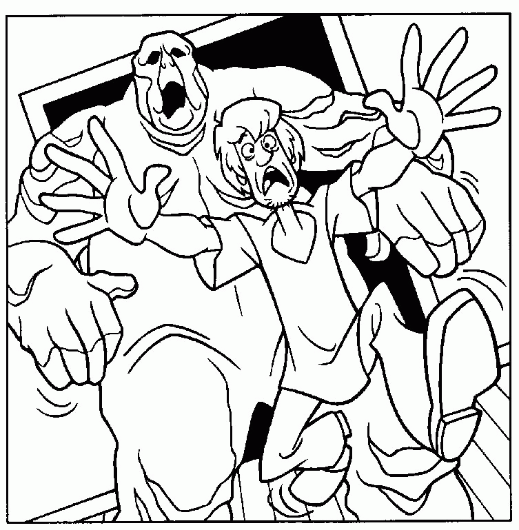 Coloriage Sammy Se Fait Poursuivre Par Un Monstre - Scooby doo à imprimer
