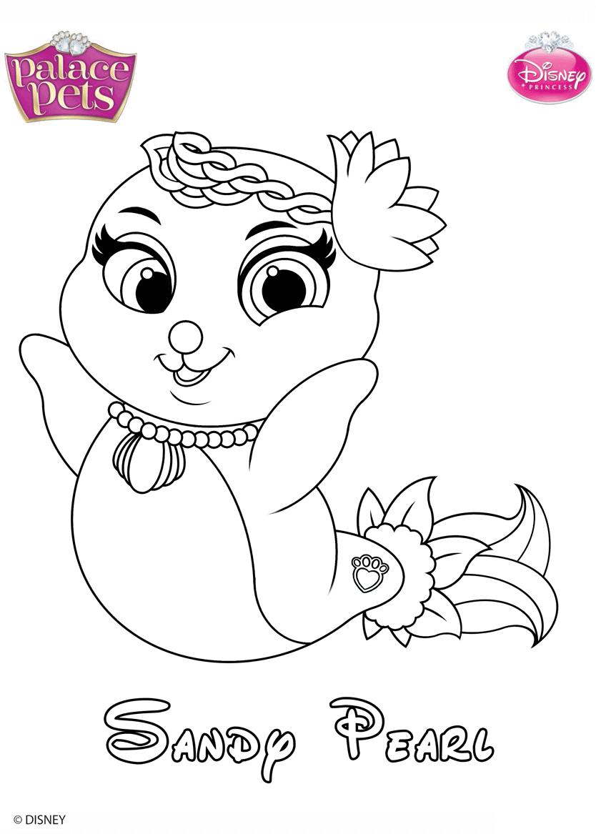 Coloriage Sandy Pearl Princess Disney - Palace pets à imprimer