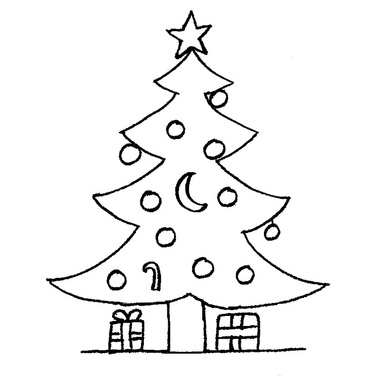 Coloriage Sapin Cadeau - Sapin Noël à imprimer