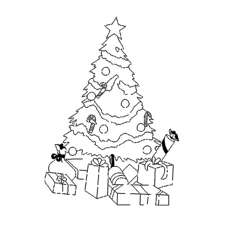 Coloriage Sapin Cadeaux - Sapin Noël à imprimer