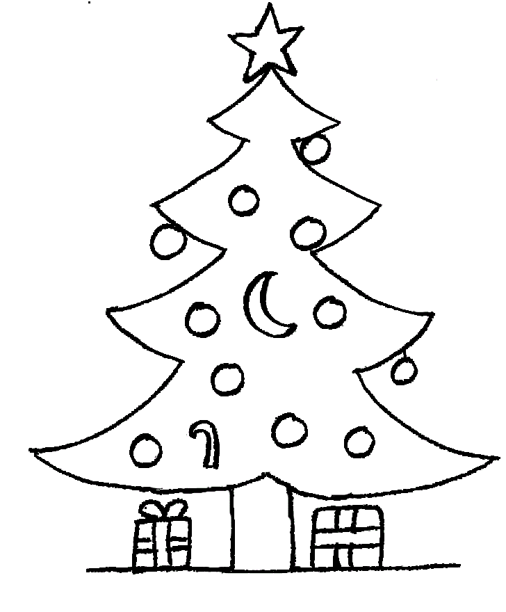 Coloriage Sapin de Noël luxueux avec étoile scintillante - Sapin Noël à imprimer