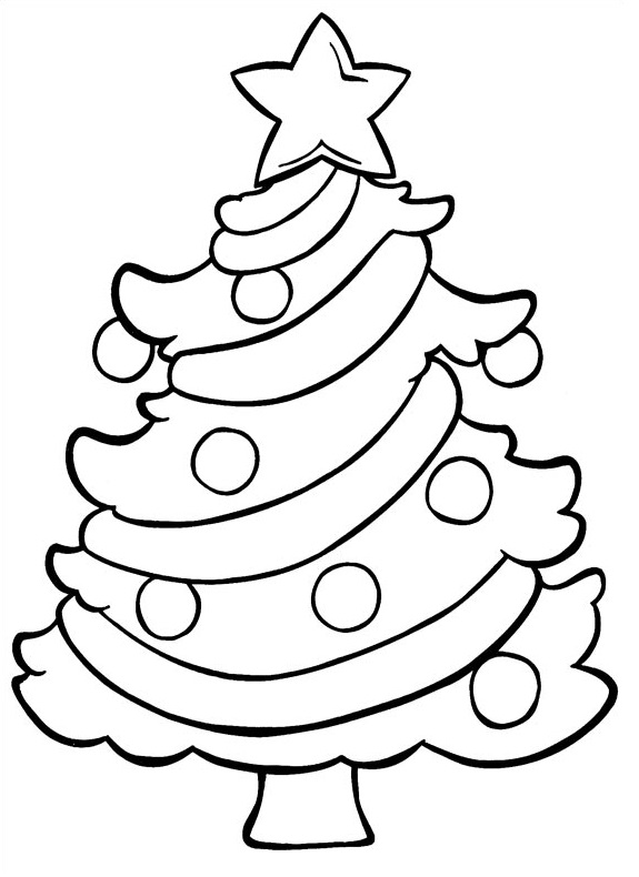 Coloriage Sapin de Noël illuminé et décoré - Sapin Noël à imprimer