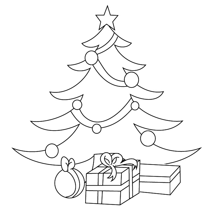 Coloriage Sapin de Noël scintillant aux guirlandes - Sapin Noël à imprimer