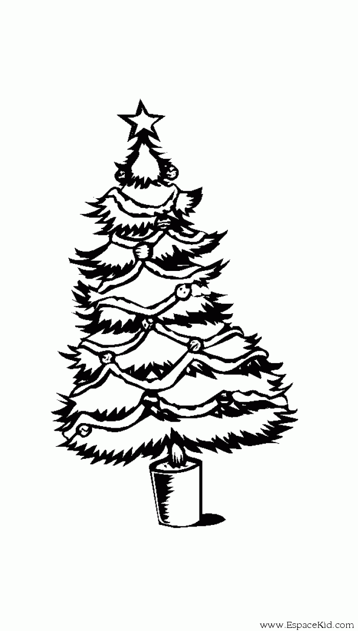 Coloriage Sapin de Noël illuminé avec cadeaux - Sapin Noël à imprimer
