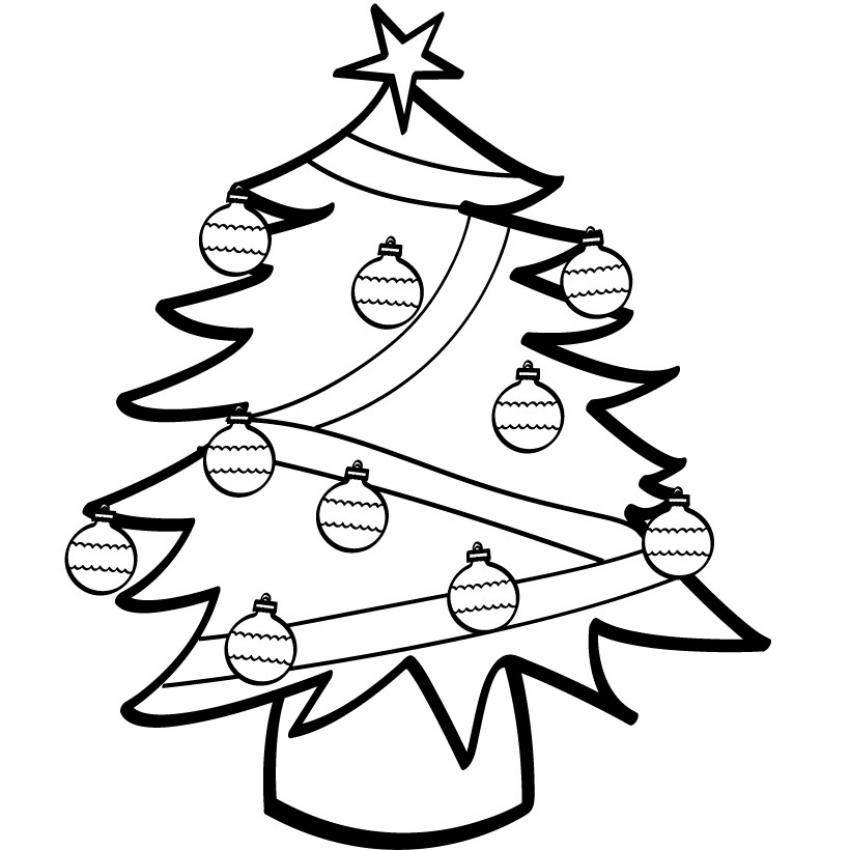 Coloriage Sapin de Noël orné de guirlandes - Sapin Noël à imprimer