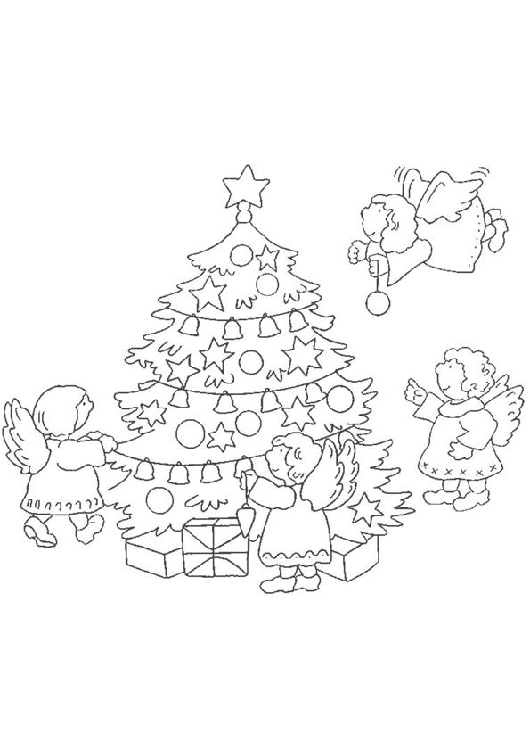 Coloriage Sapin De Noël Anges - Sapin Noël à imprimer