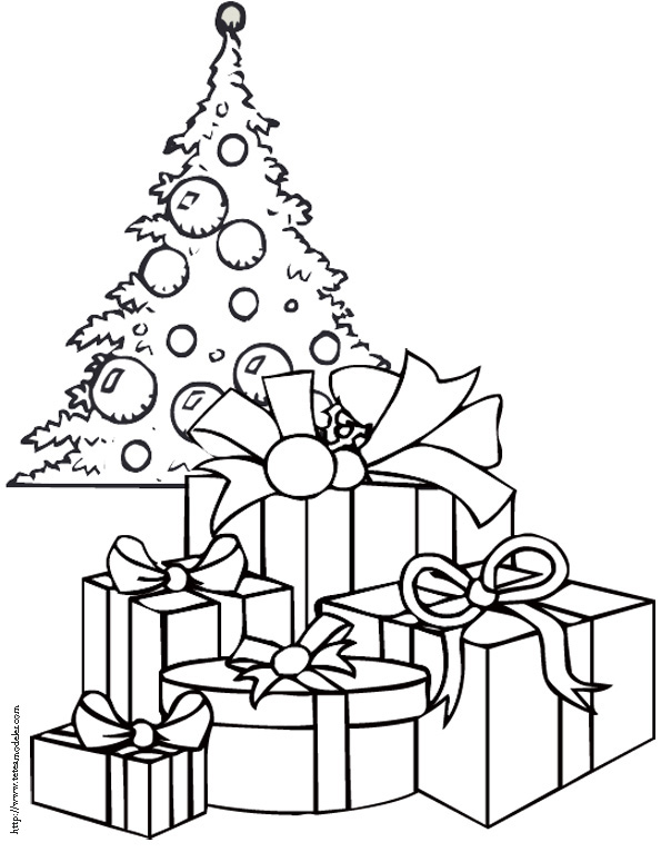 Coloriage Sapin De Noël Avec Cadeaux - Sapin Noël à imprimer