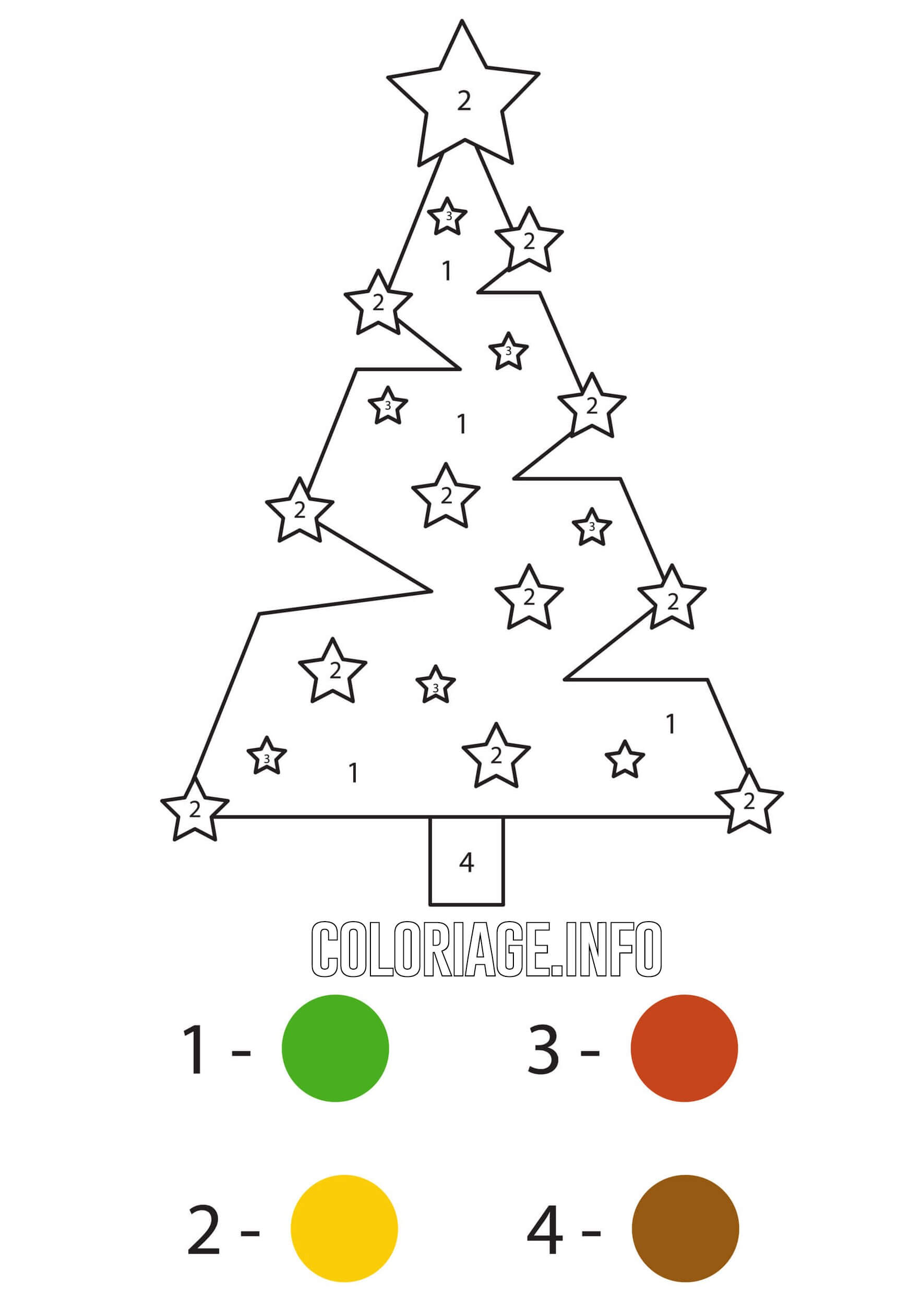 Coloriage Sapin De Noël Avec Des Étoiles Magique Noël Facile - Magique noel à imprimer