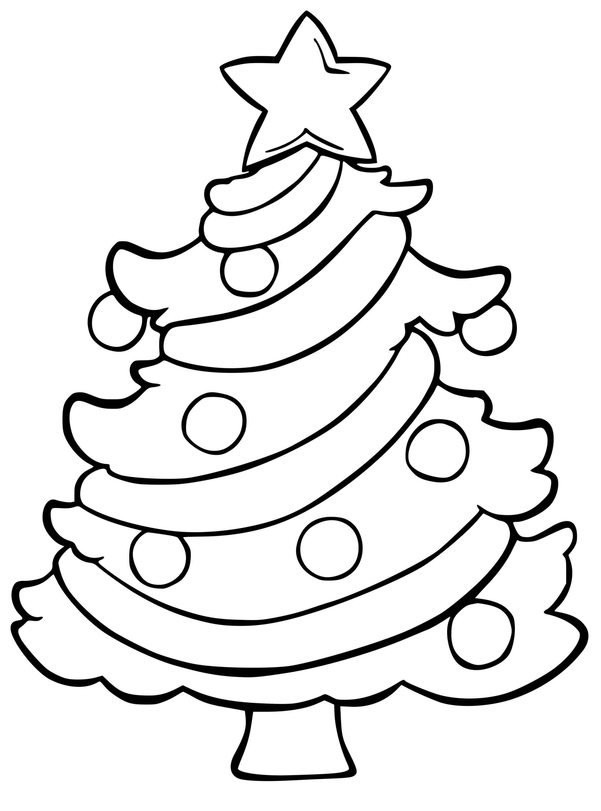 Coloriage Sapin De Noël Avec Guirlandes Et Boules De Noël - Noël maternelle à imprimer