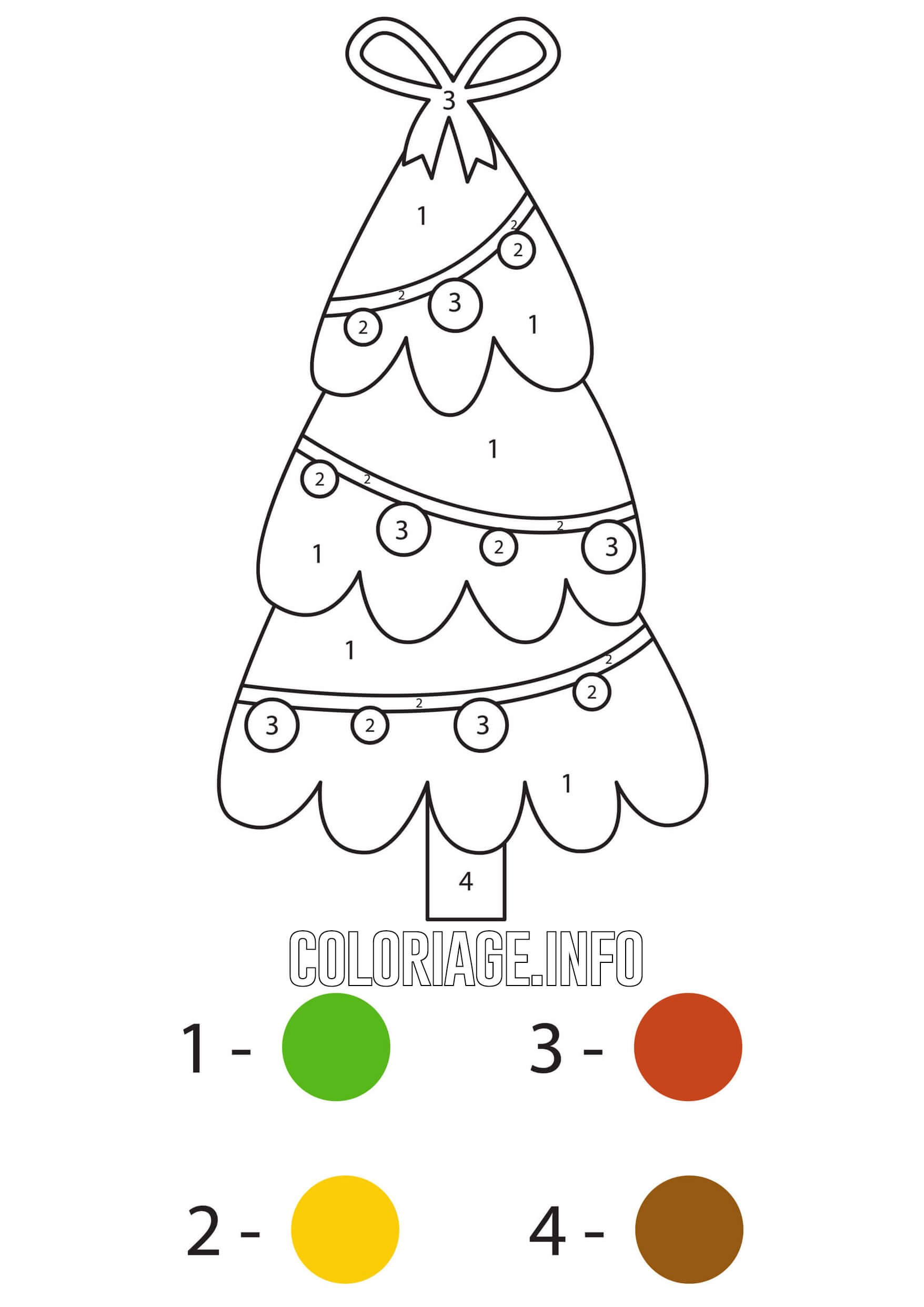 Coloriage Sapin De Noël Avec Un Ruban Rouge Magique Noël Facile - Magique noel à imprimer