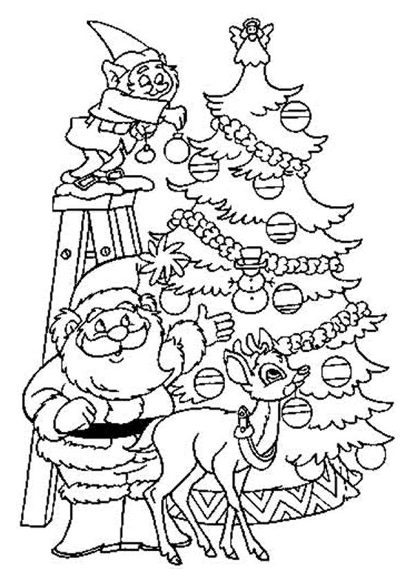 Coloriage Sapin De Noël Lutins - Sapin Noël à imprimer