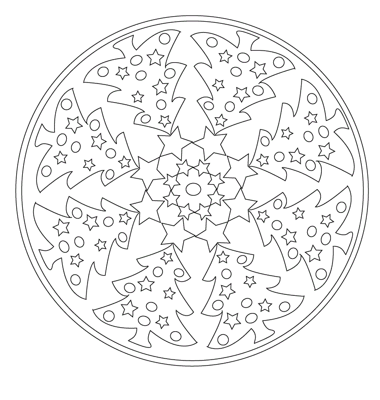 Coloriage Sapin De Noël Mandala Enfant Facile - Mandala de Noël à imprimer