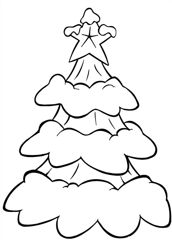 Coloriage Sapin Eneige Simple - Noël à imprimer