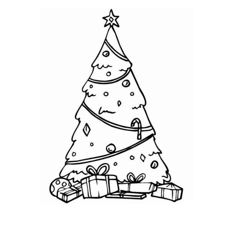 Coloriage Sapin Enneige - Sapin Noël à imprimer