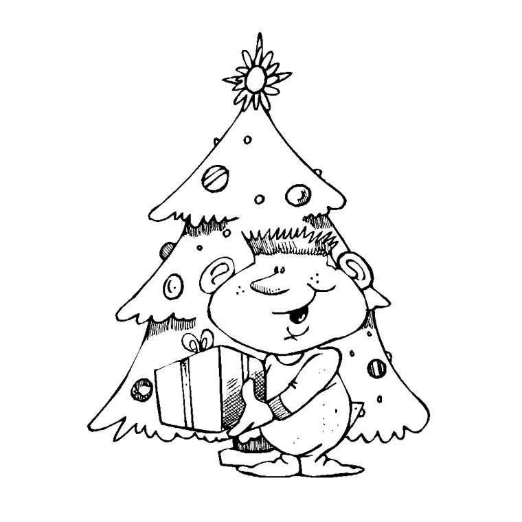 Coloriage Sapin Et Cadeau - Sapin Noël à imprimer