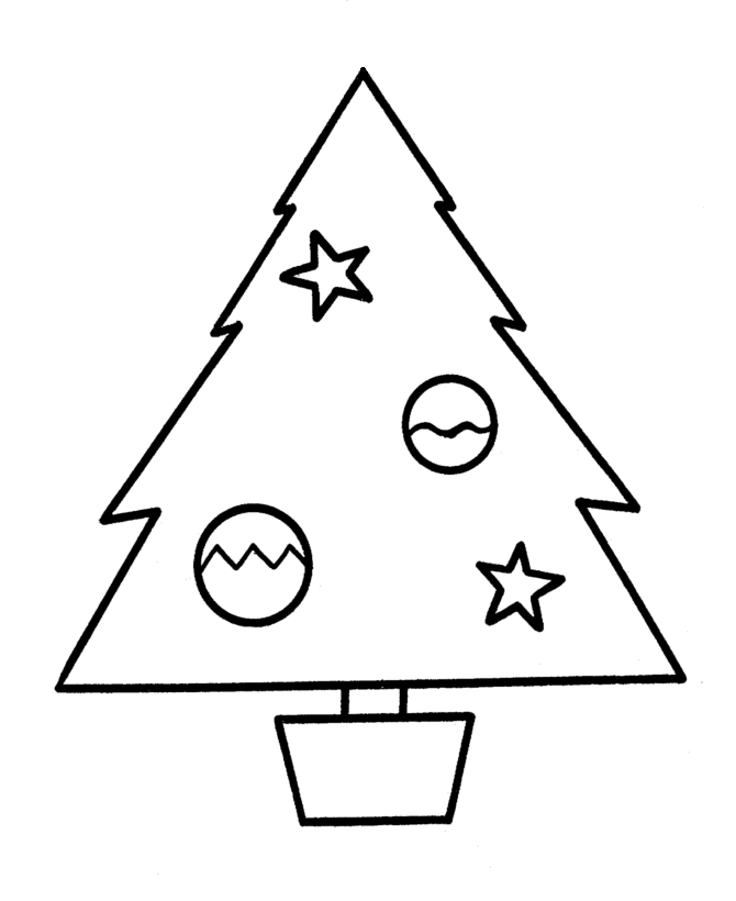 Coloriage Sapin de Noël traditionnel aux formes épurées - Facile à imprimer