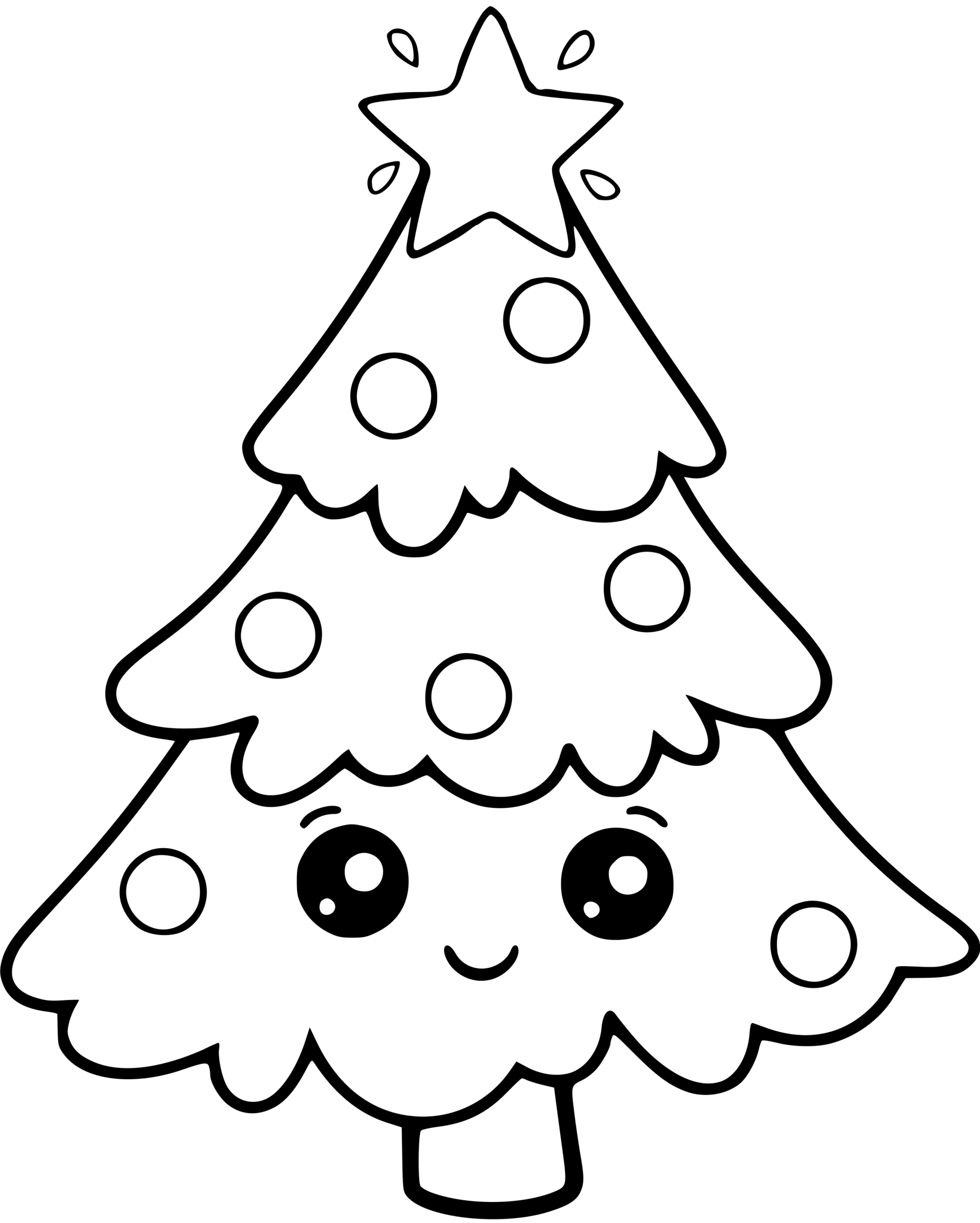 Coloriage Sapin Mignon Simple - Sapin Noël à imprimer