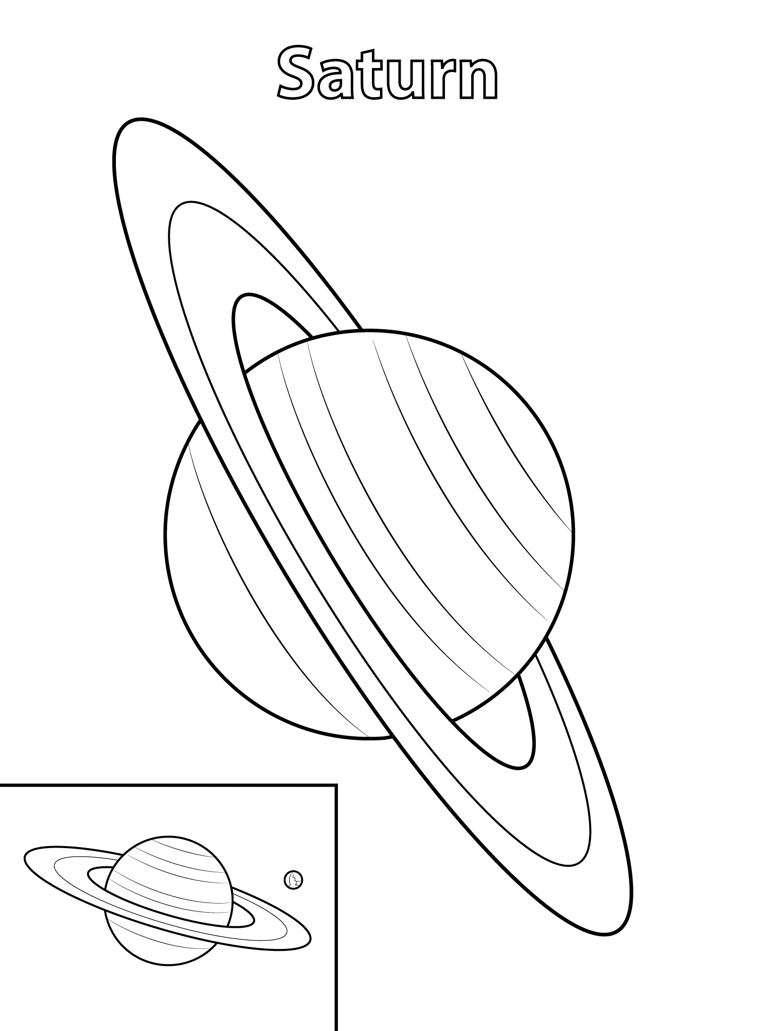 Coloriage Saturn Planète - Planète à imprimer