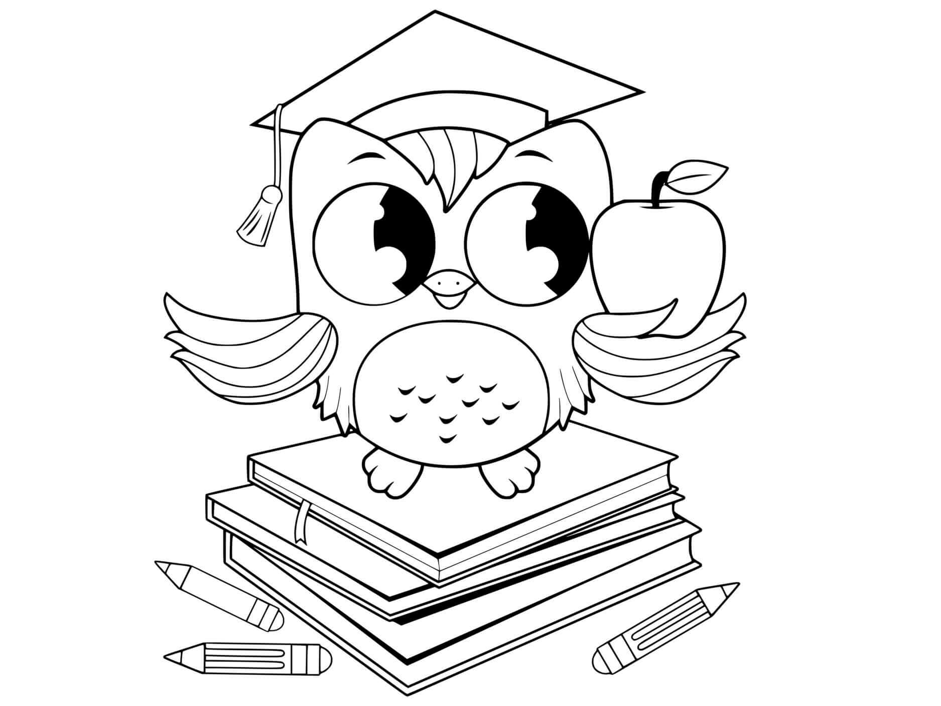 Coloriage Septembre La Rentrée Le Hibou Prof - Septembre à imprimer