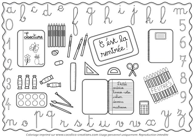 Coloriage Septembre Motifs C'est La Rentrée Scolaire Par Cocolico - Septembre à imprimer