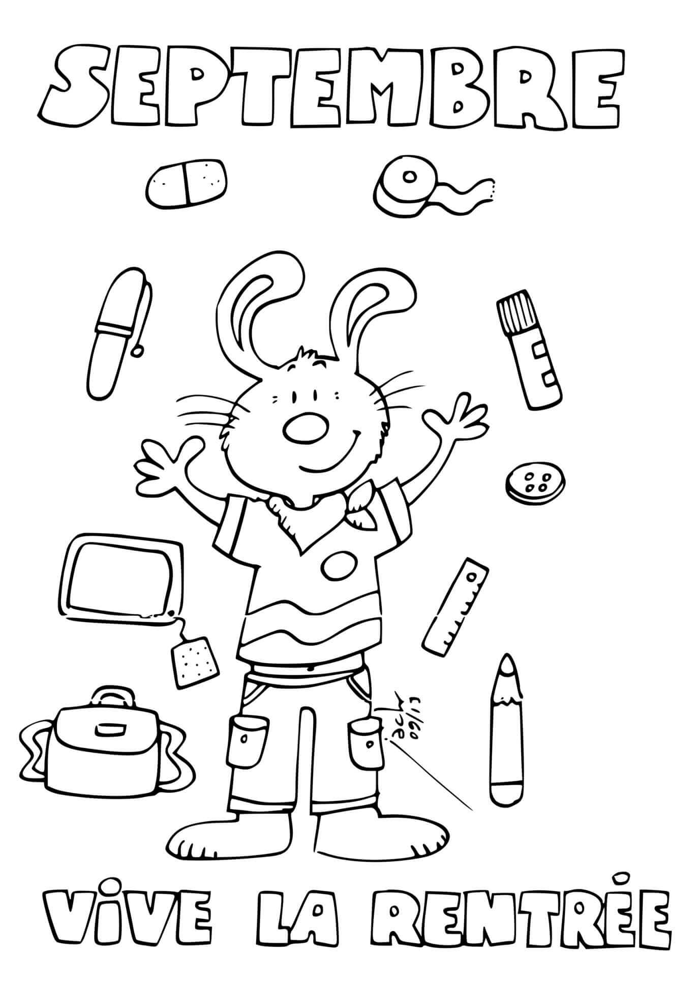 Coloriage Septembre Vive La Rentrée - Septembre à imprimer