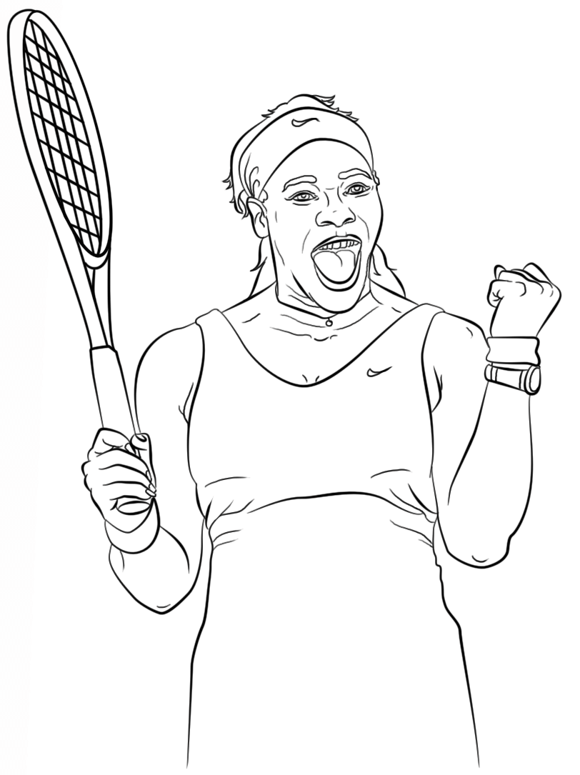 Coloriage Serena Williams Tennis - Tennis à imprimer