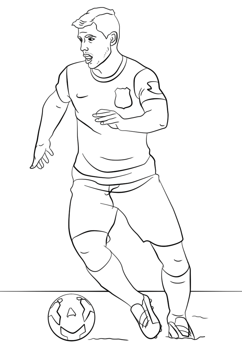 Coloriage Sergio Aguero Foot Football - Foot à imprimer