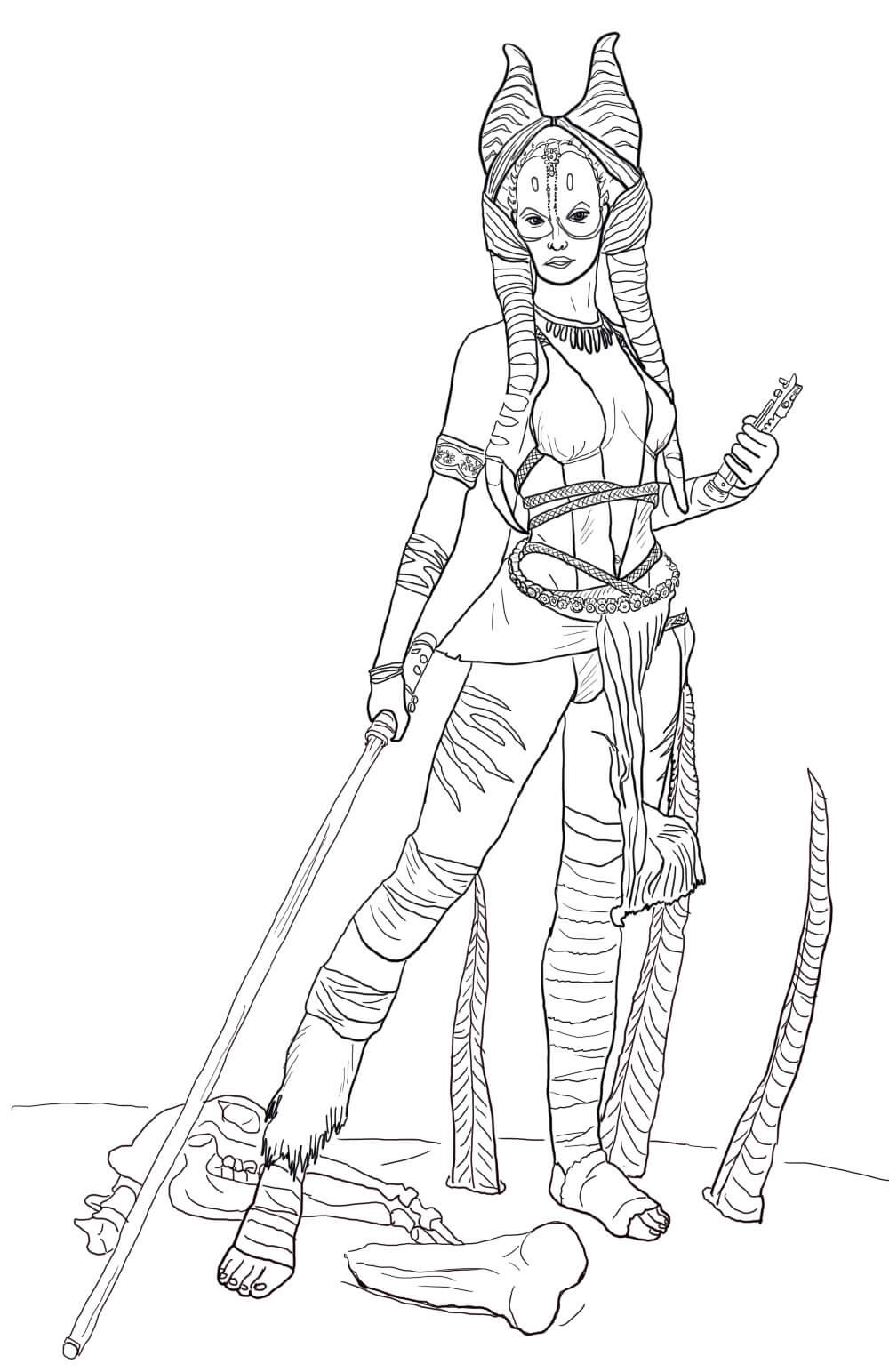 Coloriage Shaak Ti - Star Wars La Guerre - Star wars à imprimer