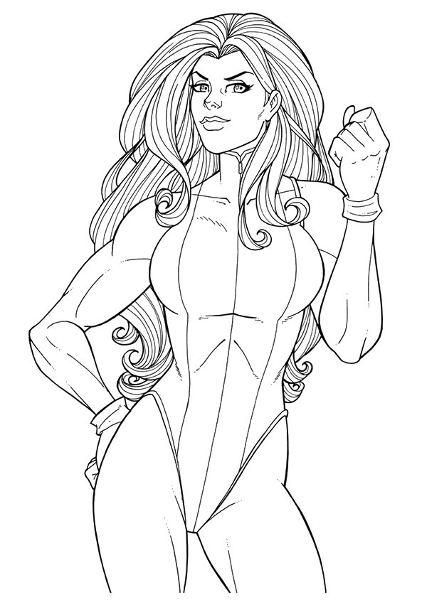 Coloriage She-Hulk des Avengers - Super héroïne à imprimer