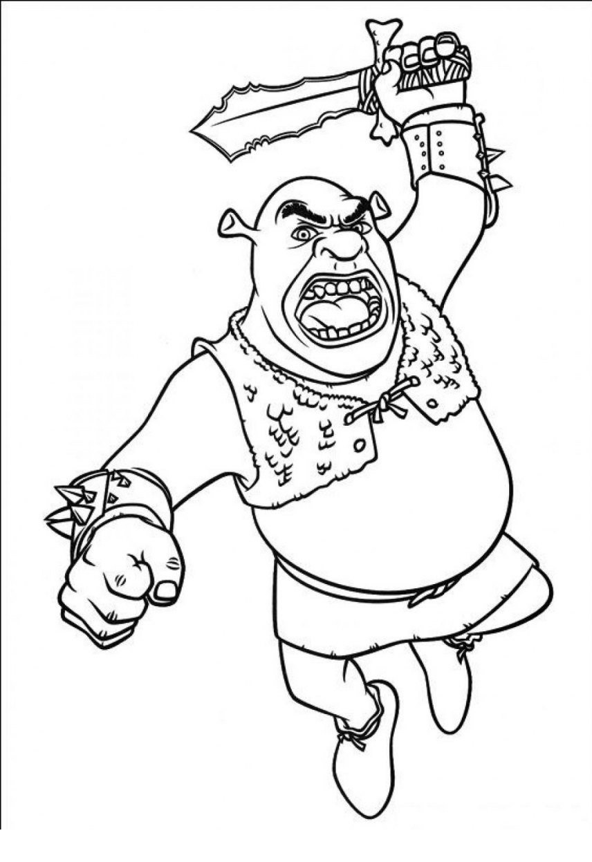 Coloriage Shrek Ogre En Mode Attaque - Ogre à imprimer