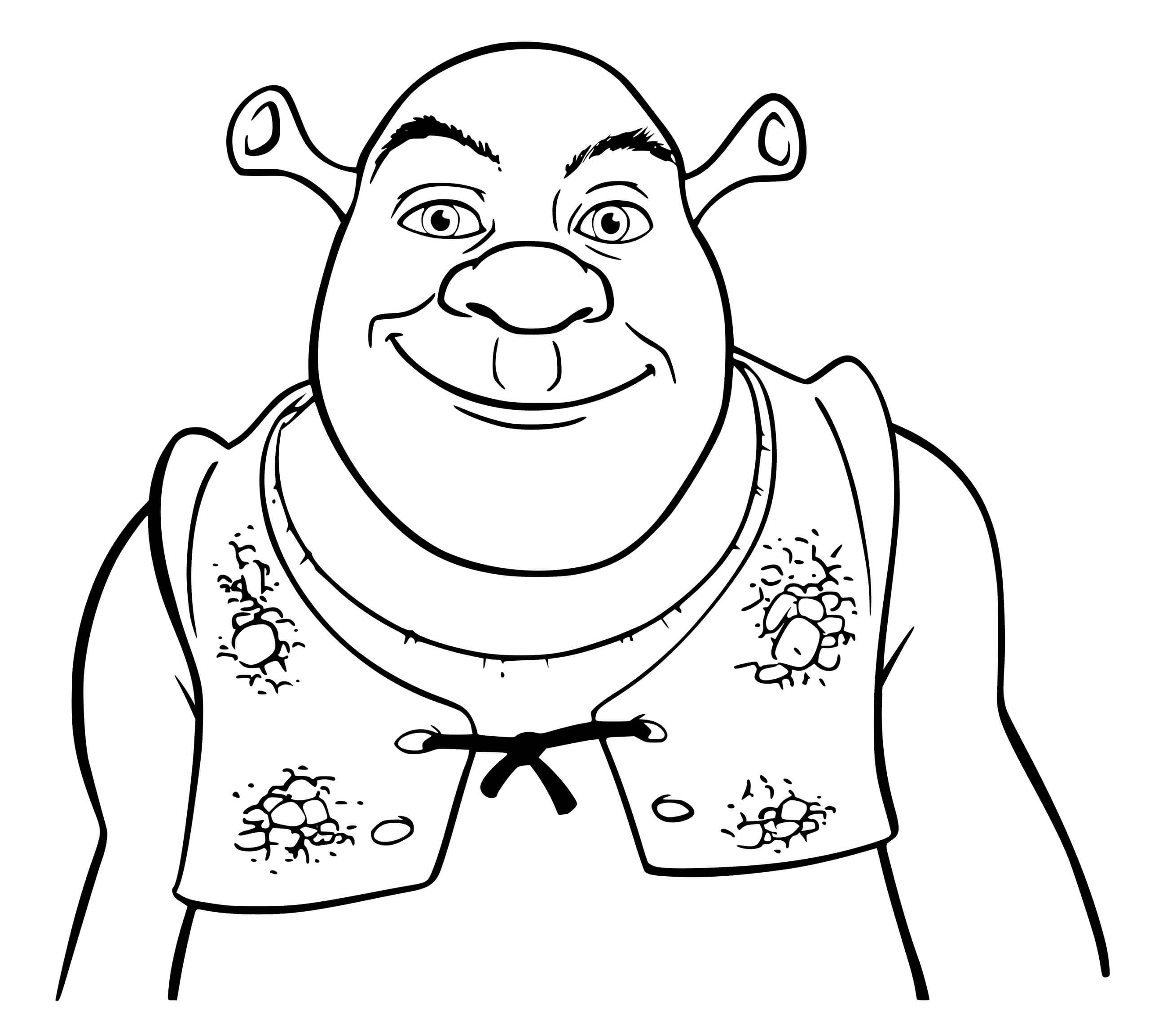 Coloriage Shrek Ogre Heureux - Shrek à imprimer