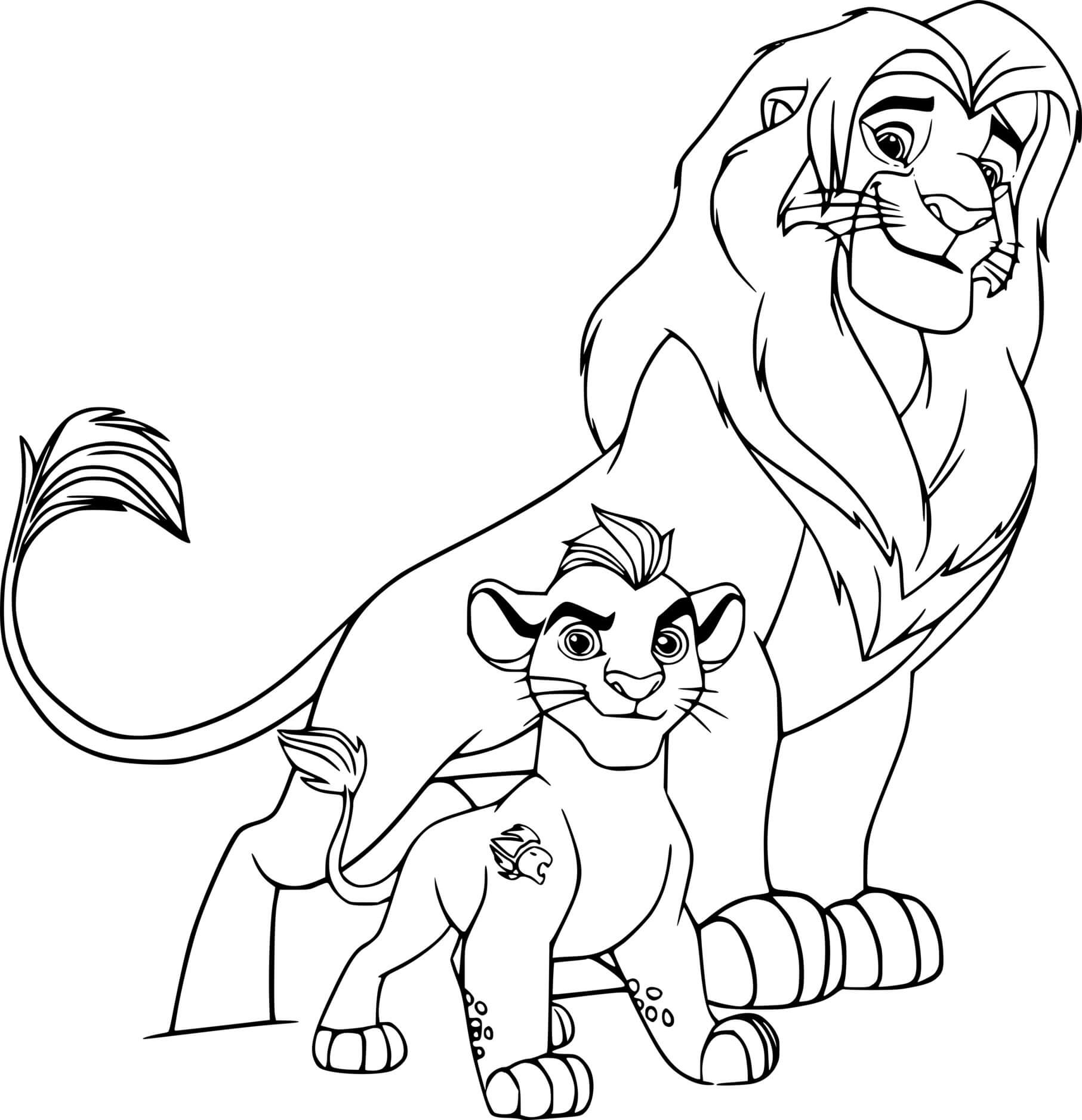 Coloriage Simba And Kion - La Garde du Roi lion à imprimer