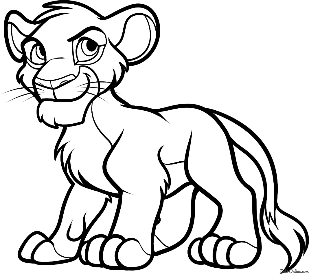 Coloriage Simba En Pleine Forme - Roi lion à imprimer