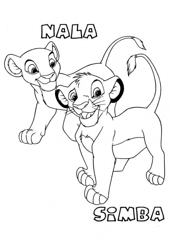 Coloriage Simba Et Nala Bébé Roi Lion - Roi lion à imprimer