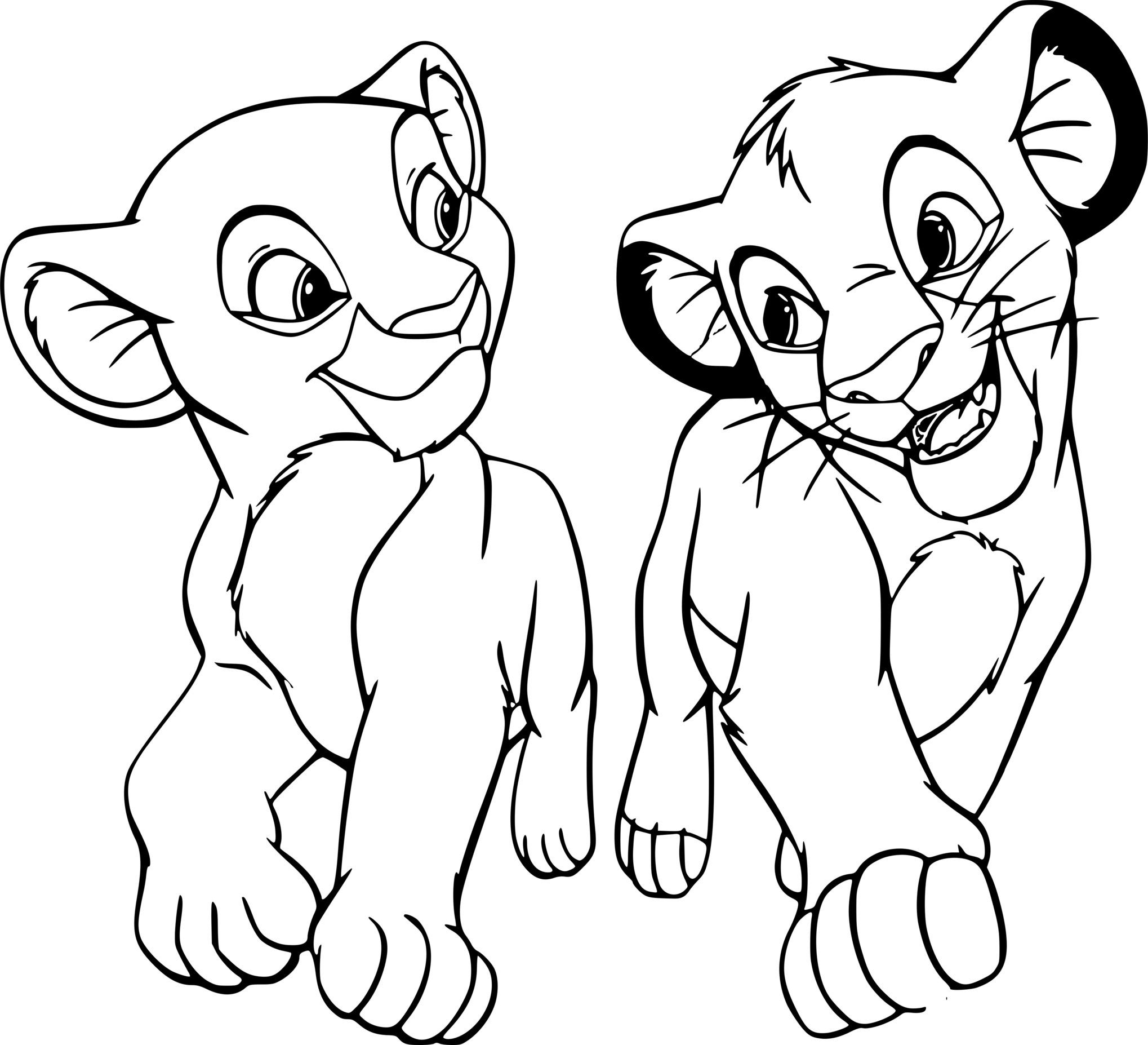 Coloriage Simba et Nala sous les étoiles de la nuit - Simba à imprimer