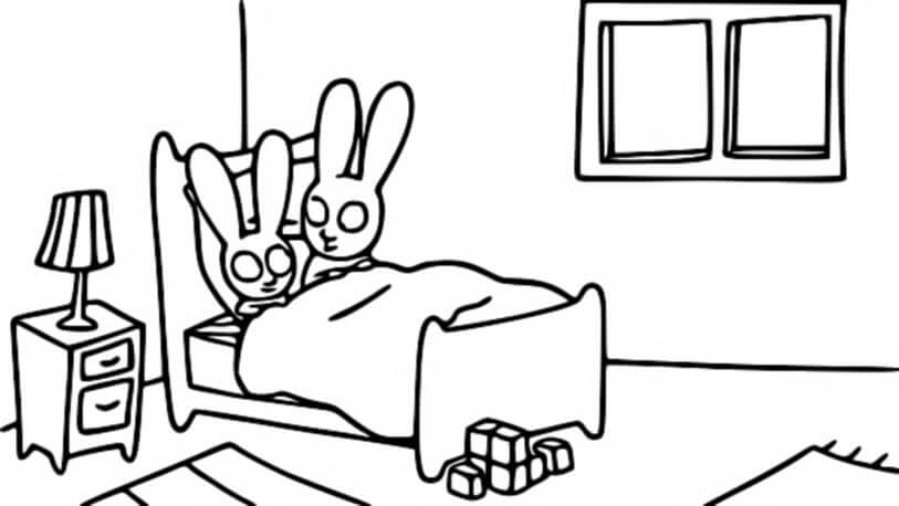 Coloriage Simon Dans Son Lit Le Temps De Dormir - Simon à imprimer