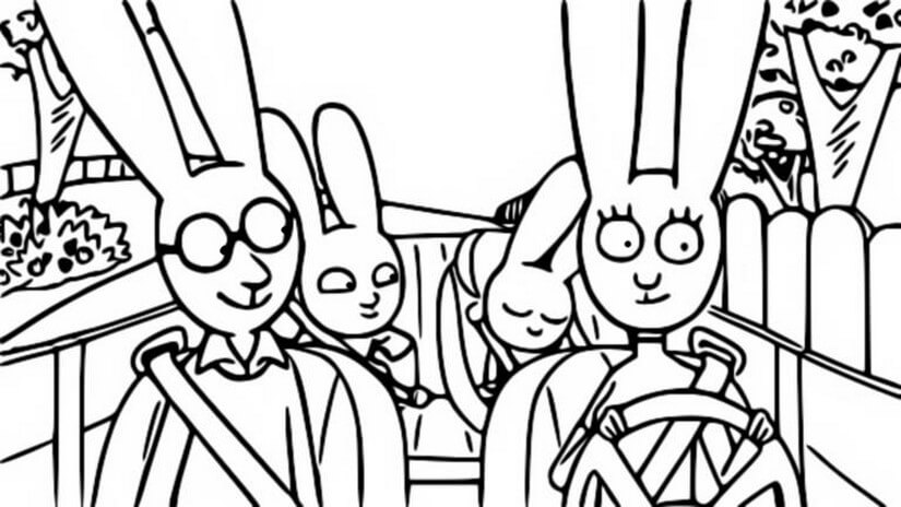 Coloriage Simon Et Sa Famille Dans La Voiture En Direction De Paris - Simon à imprimer
