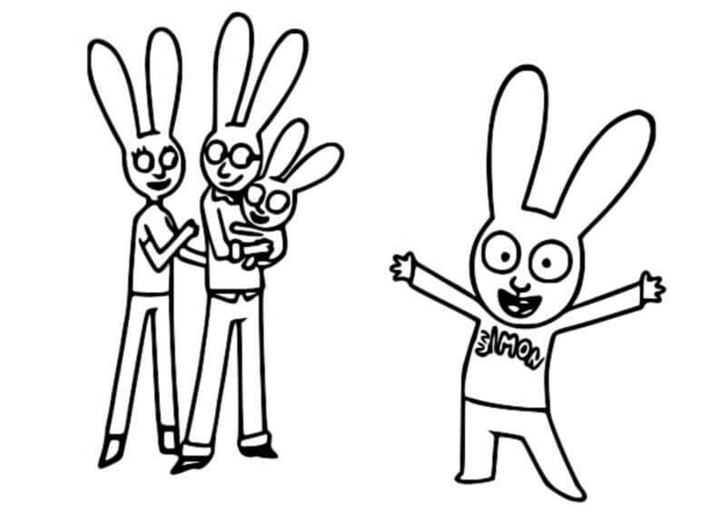 Coloriage Simon Et Sa Famille - Simon à imprimer