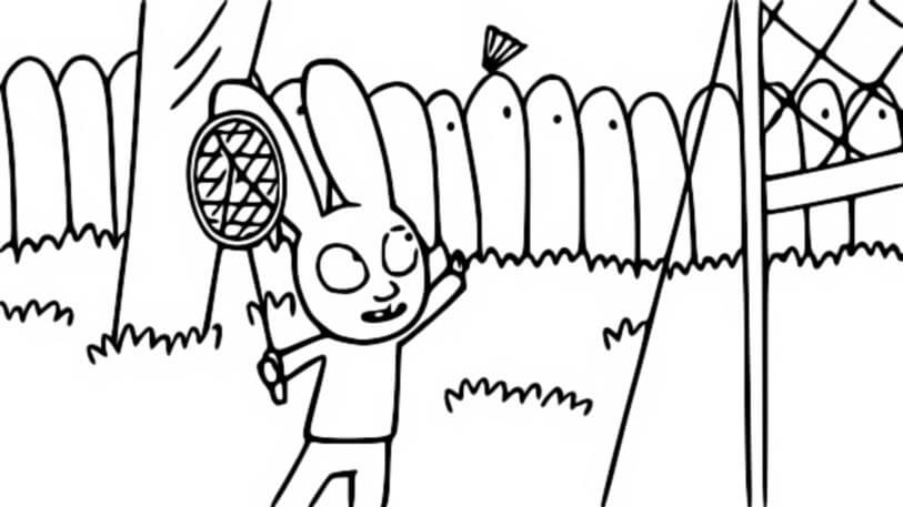 Coloriage Simon Joue Au Badminton - Simon à imprimer