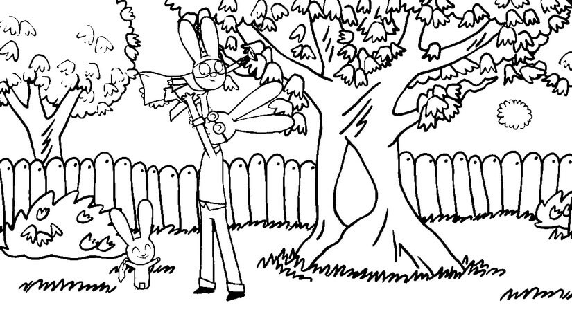 Coloriage Simon Lapin Fait Le Jardin Avec Son Papa - Simon à imprimer