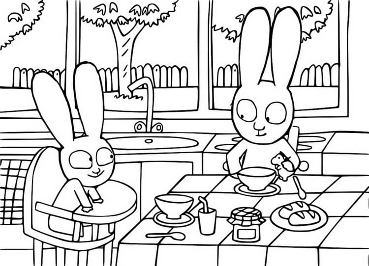 Coloriage Simon Le Petit Dejeuner - Simon à imprimer