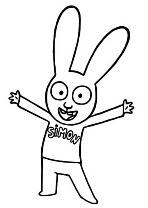 Coloriage Simon Le Petit Lapin Tout Joyeux - Simon à imprimer