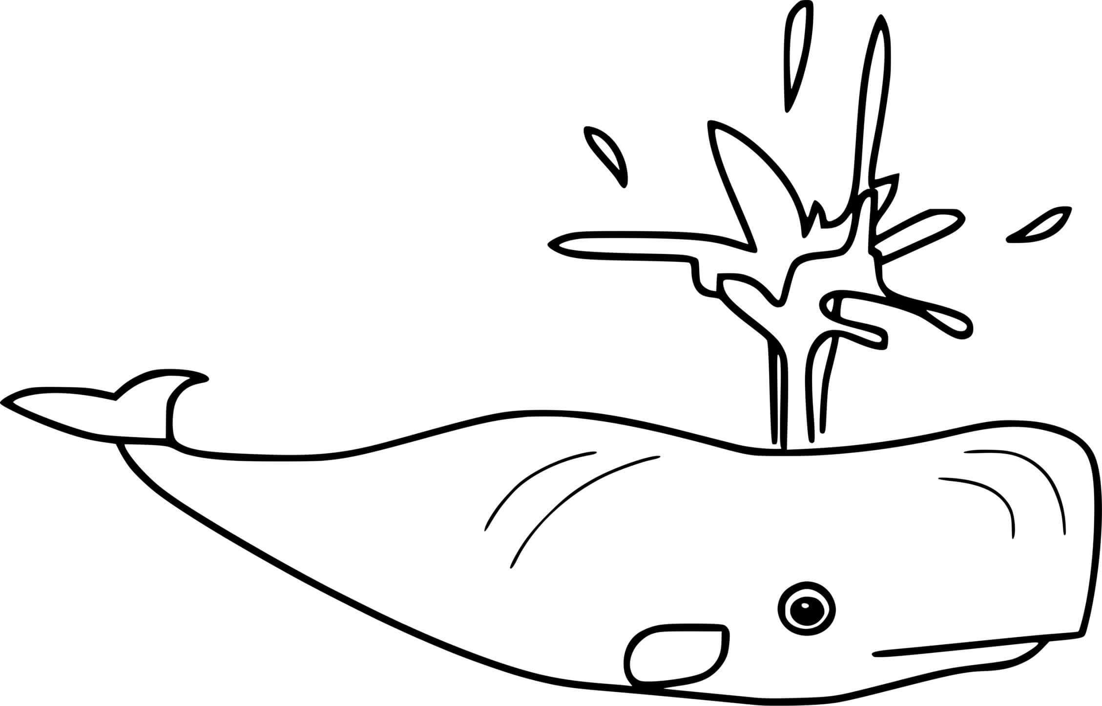 Coloriage Baleine en mer - Simple - Baleine à imprimer