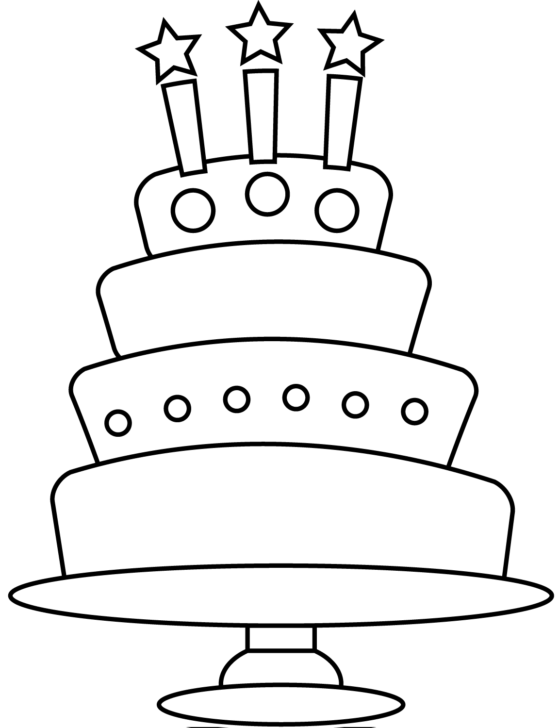 Coloriage Gâteau d'Anniversaire 4 Étages - Anniversaire à imprimer