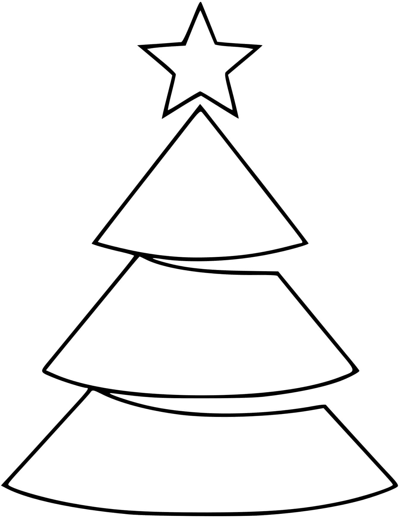 Coloriage Sapin avec Étoile Simple - Sapin Noël à imprimer
