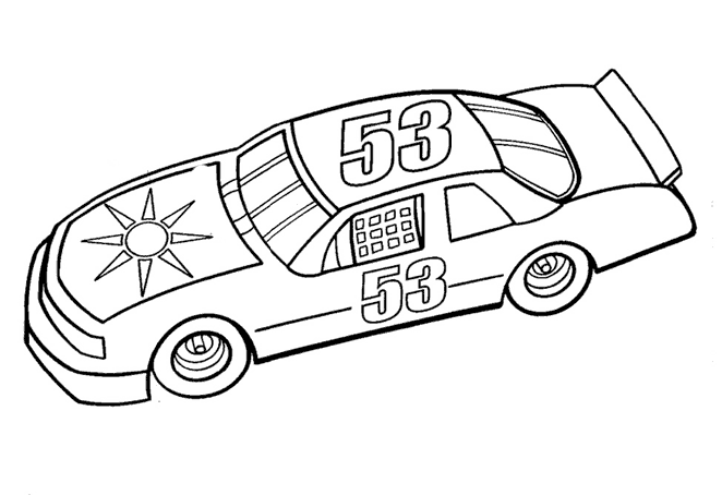 Coloriage Simple Voiture De Sport Logo Soleil - Voiture de course à imprimer