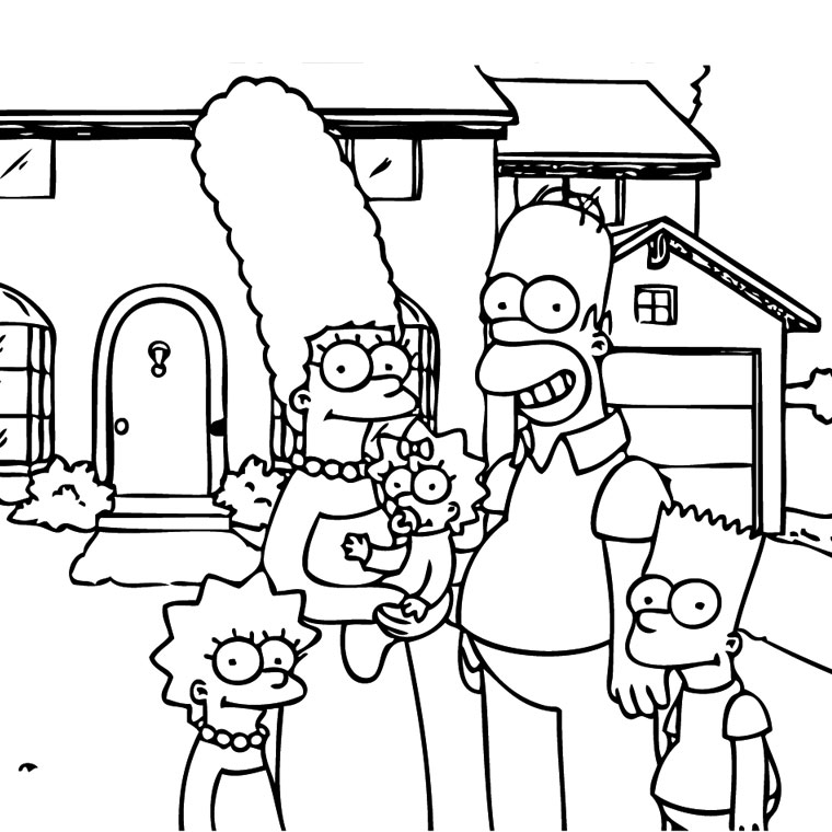 Coloriage Simpson En Famille - Simpson à imprimer